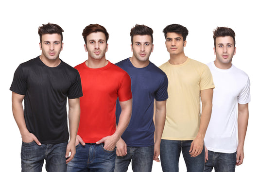 Ketex Polyester Dri-Fit Half Sleeves Round Neck T-Shirt ( Pack of 4 )
